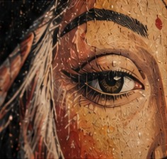 Close-up of a painted eye in a mural
